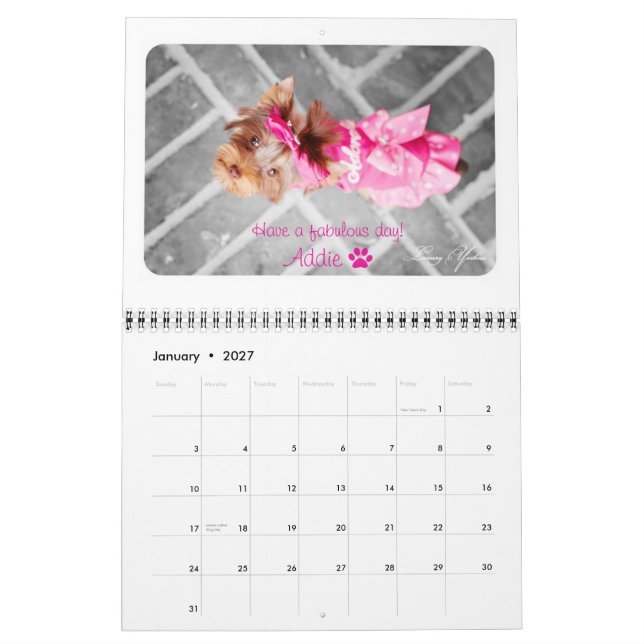 Luxury Yorkies 2014 Custom Printed Calendar (Jan 2027)