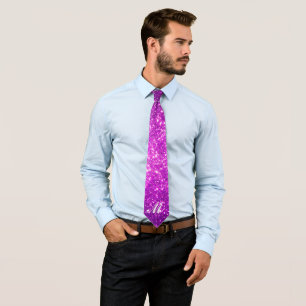 Luxury Your Monogram Gold Purple Glitter Modern Neck Tie