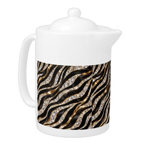 Luxury Zebra Crystal Animal Print Teapot