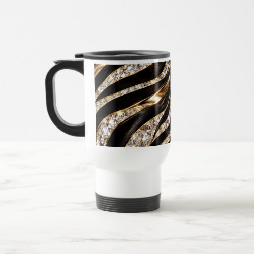 Luxury Zebra Crystal Animal Print Travel Mug