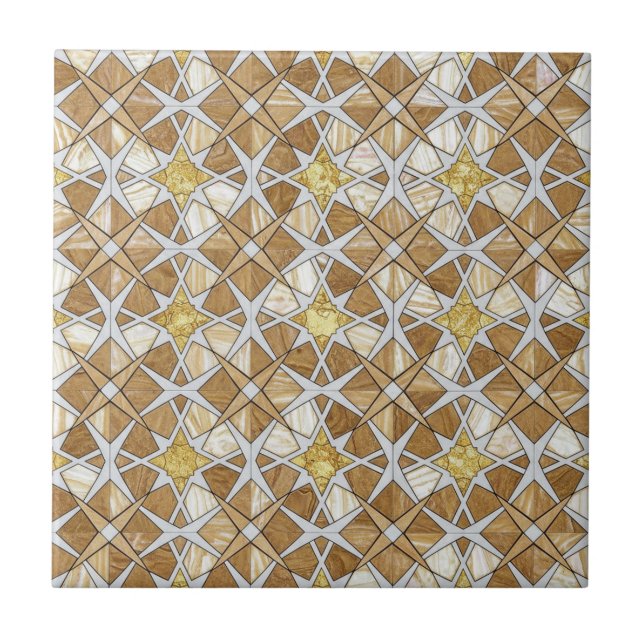 Luxury Zellige Moroccan Mosaic Pattern Beige Cream Ceramic Tile (Front)