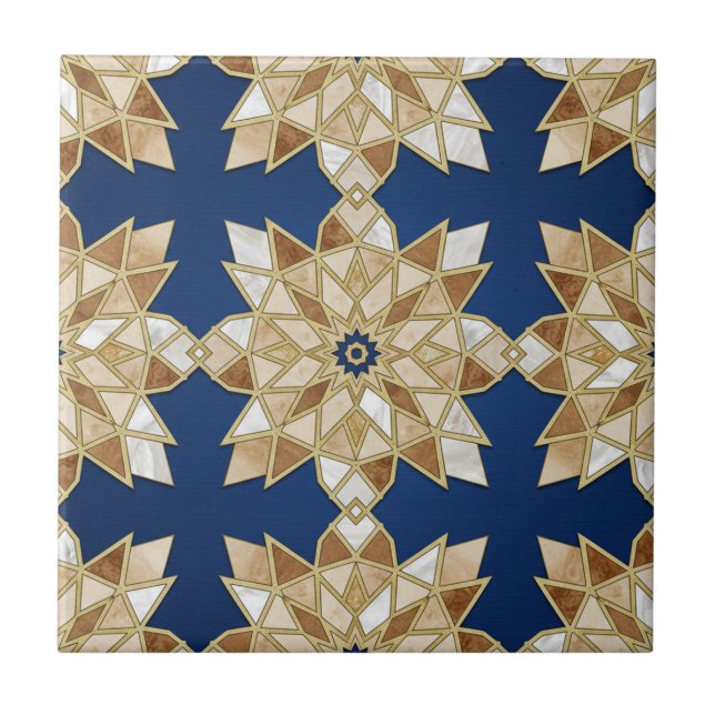 Luxury Zellige Moroccan Mosaic Seamless Pattern  Ceramic Tile (Front)