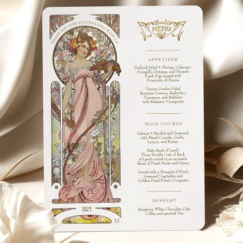 Luxus Menu Wedding Art Nouveau by Mucha Invitation