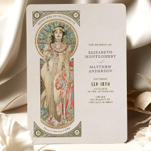 Luxus Wedding Invitation Card Art Nouveau by Mucha