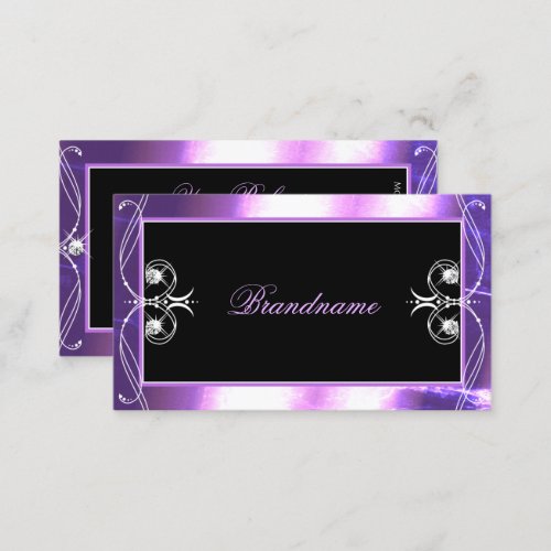Luxuy Ornate Black Purple Sparkle Jewels Squiggled Business Card