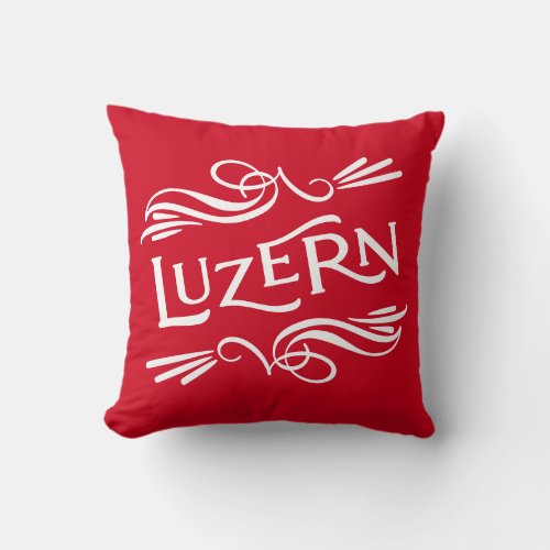Luzern Lucerne Switzerland Red and White Vintage Throw Pillow