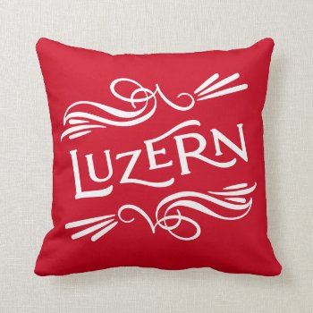 Luzern Lucerne Switzerland Red And White Vintage Throw Pillow by AntiqueImages at Zazzle