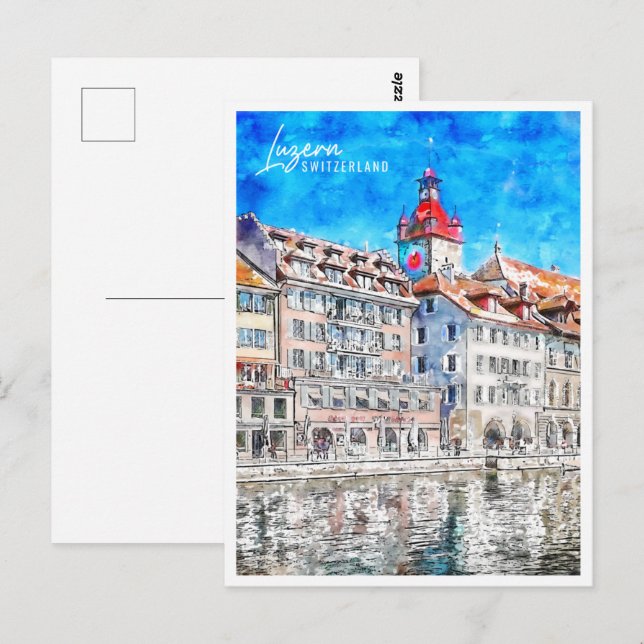 Luzern Switzerland Travel Place Watercolor Postcard (Front/Back)