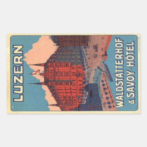 Luzern Waldtatterhof and savoy hotel Rectangular Sticker
