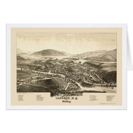 Luzerne & Hadley, NY Panoramic Map - 1887 Cards (Front Horizontal)