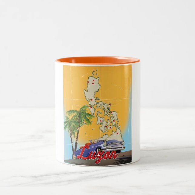 Luzon Philippines Travel poster Two-Tone Coffee Mug (Center)