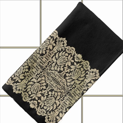 Luzurious Gold Lace on black Bath Towel Set