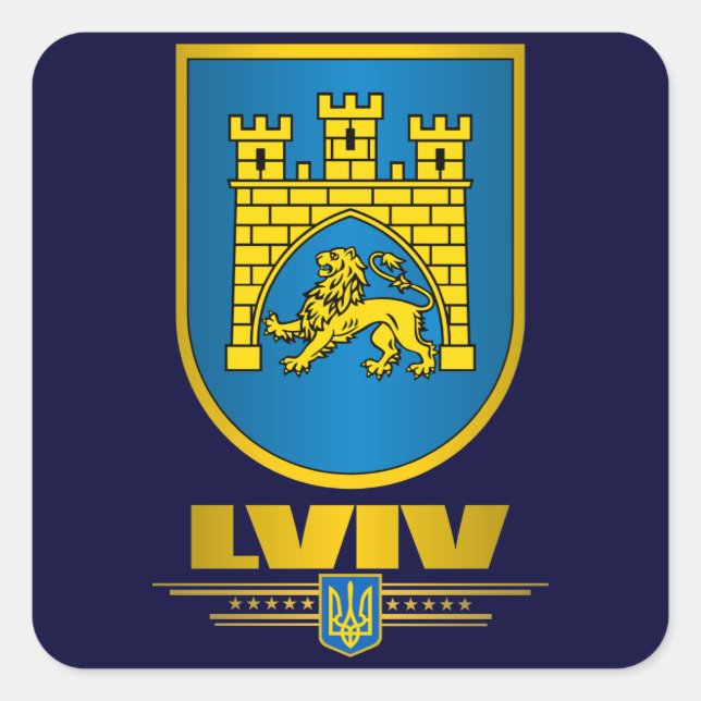 Lviv COA Square Sticker (Front)