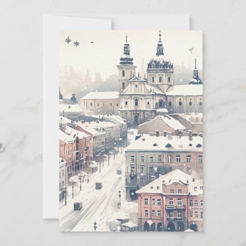 Lviv Holiday Elegance _ Watercolor Christmas Card 
