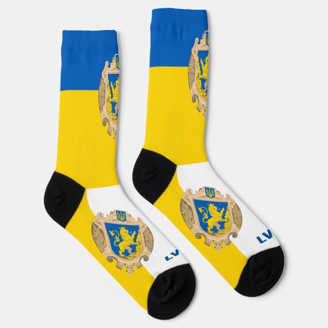 Lviv Socks, Ukrainian Flag, Patriotic Ukraine Socks (Right)