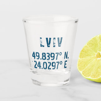 Lviv Ukraine Latitude & Longitude Distressed Shot Glass