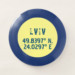 Lviv Ukraine Latitude & Longitude Distressed  Wham-O Frisbee