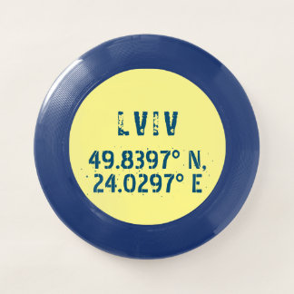 Lviv Ukraine Latitude & Longitude Distressed Wham-O Frisbee