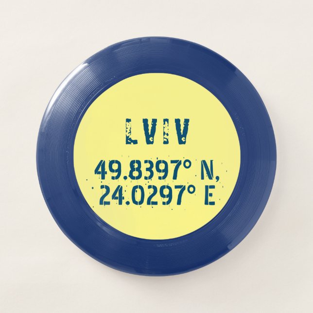 Lviv Ukraine Latitude & Longitude Distressed  Wham-O Frisbee (Front)