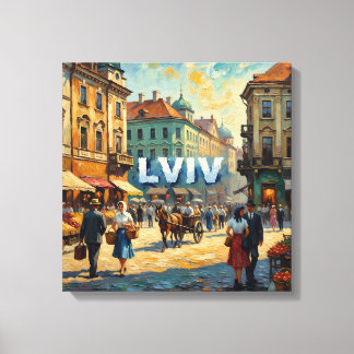 Lviv Ukraine Market Square Vintage Wall Art