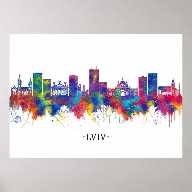 Lviv Ukraine Skyline Poster (Front)