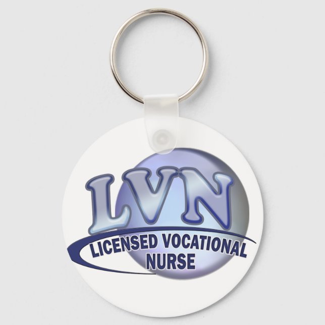 LVN Fun Blue Logo LICENSED VOCATIONAL NURSE Keychain (Front)