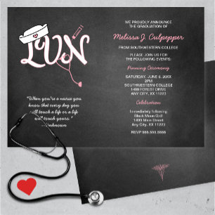 LVN graduation nurse pinning ceremony invites