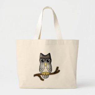 LWood Owl Cute Halloween Critter Large Tote Bag
