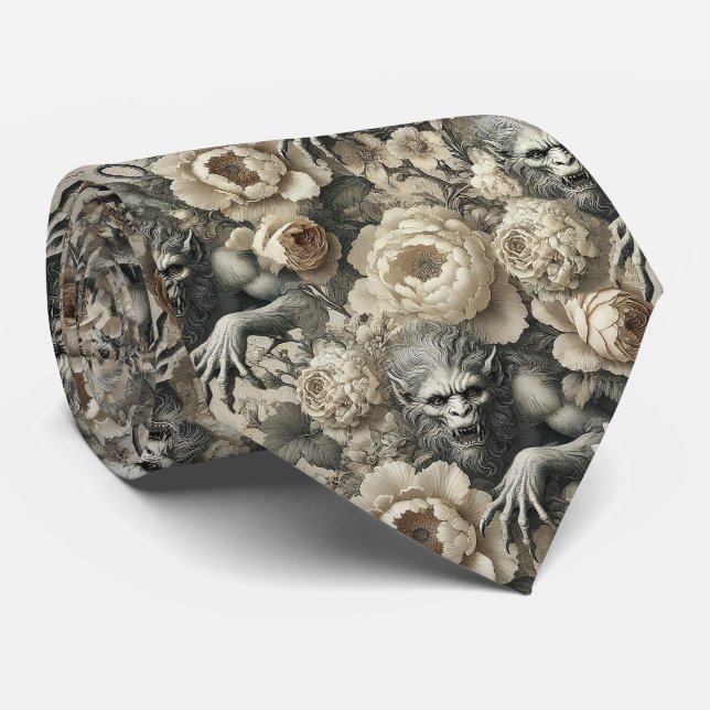 Lycanthropic Splendor – Gothic Victorian  Neck Tie (Rolled)