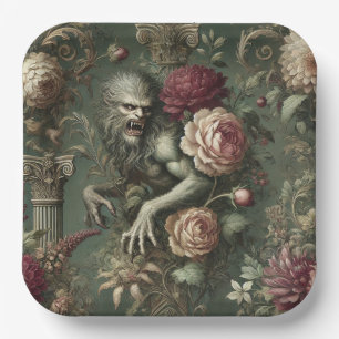 Lycanthropic Verdant – Gothic Floral Design Paper Plates
