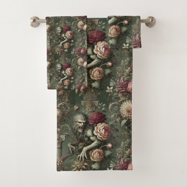 Lycanthropic Verdant – Gothic Victorian Bath Towel Set (Insitu)
