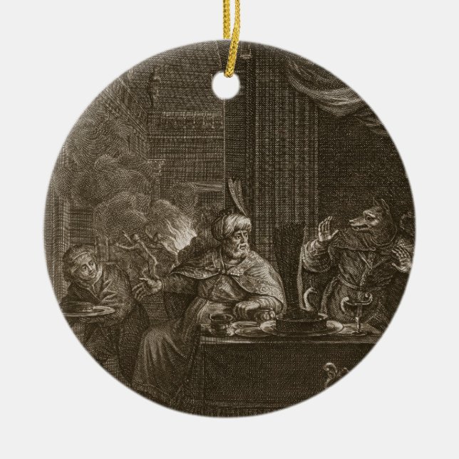 Lycaon Metamorphosed into a Wolf, 1731 (engraving) Ceramic Ornament (Front)