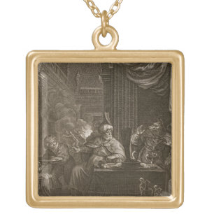 Lycaon Metamorphosed into a Wolf, 1731 (engraving) Gold Plated Necklace