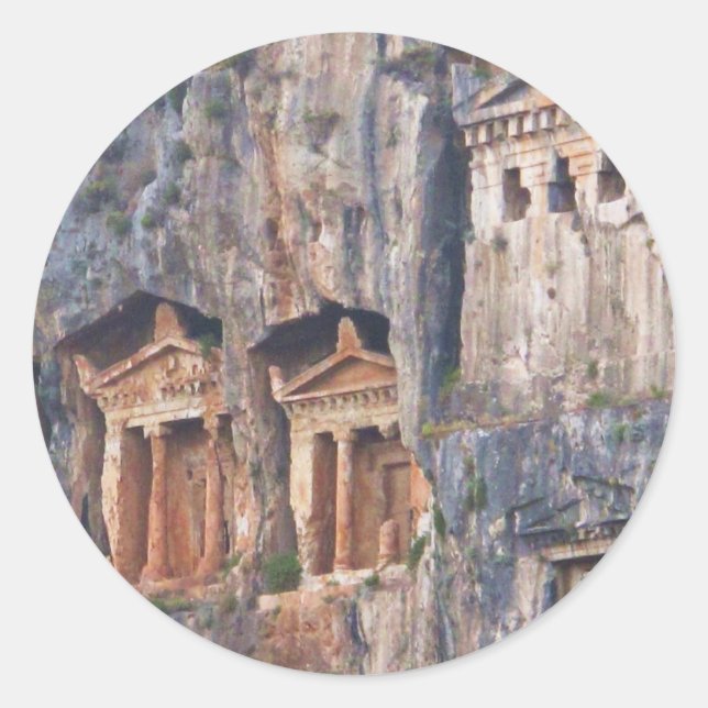 LYCIAN ROCK TOMBS TURKEY CLASSIC ROUND STICKER (Front)