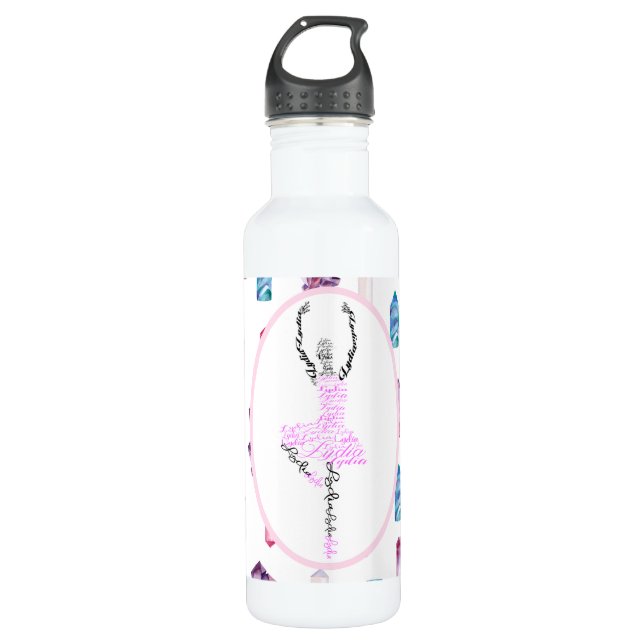 Lydia Ballerina Personalized Dancer Gift Stainless Steel Water Bottle (Front)