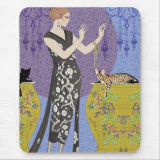 Lydia & Bengal in Yellow and Blue Mouse Pad