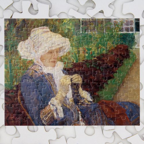 Lydia Crocheting in Garden at Marly Mary Cassatt Jigsaw Puzzle