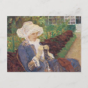Lydia Crocheting in Garden at Marly, Mary Cassatt Postcard