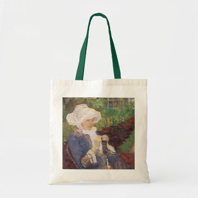 Lydia Crocheting in Garden at Marly, Mary Cassatt Tote Bag (Front)