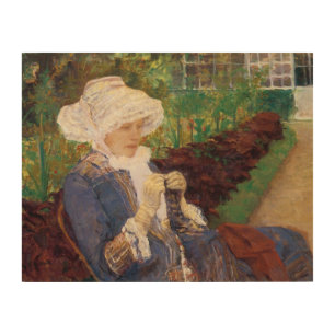 Lydia Crocheting in Garden at Marly, Mary Cassatt Wood Wall Decor