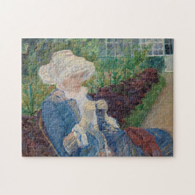 Lydia Crocheting in the Garden at Marly Jigsaw Puzzle (Horizontal)