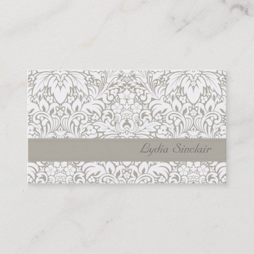 Customizable Lydia Gray Damask Floral Business Card