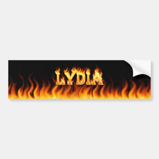 Lydia real fire and flames bumper sticker design