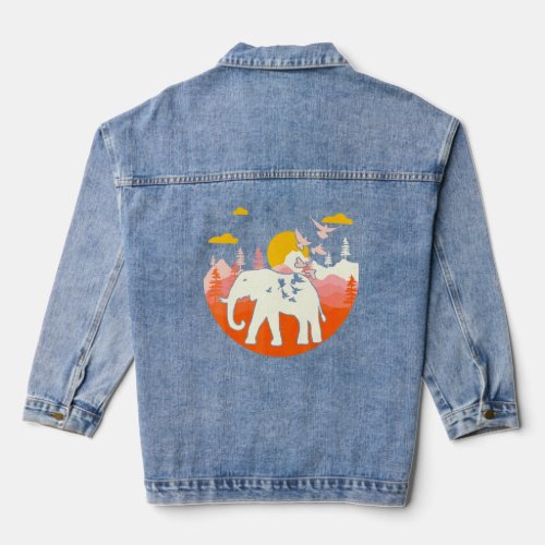 Lydy Vintage Elephant Wildlife Mammal For Girl Boy Denim Jacket