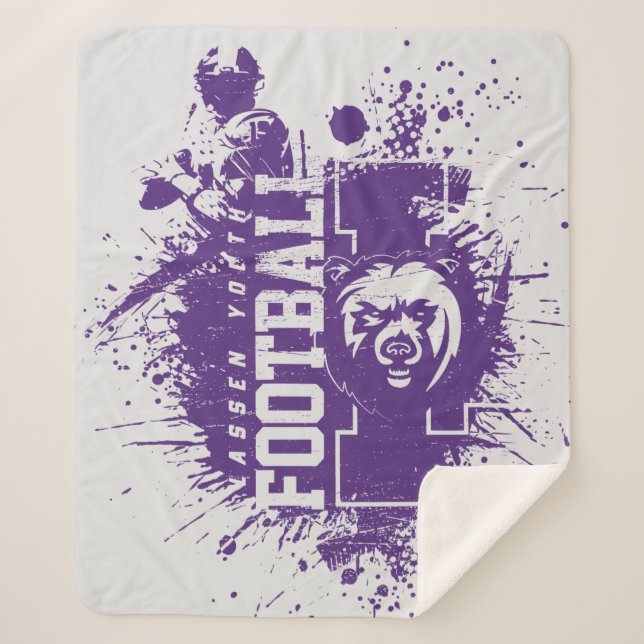 LYFL 05 | Purple Grunge Lassen Logo Sherpa Blanket (Front)