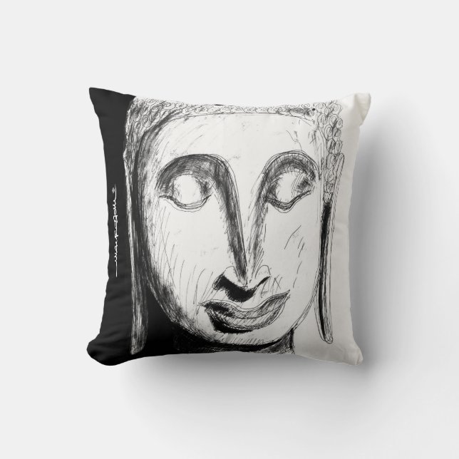 Lying Buddha Wat Pho Bangkok Thailand B&W Throw Pillow (Front)