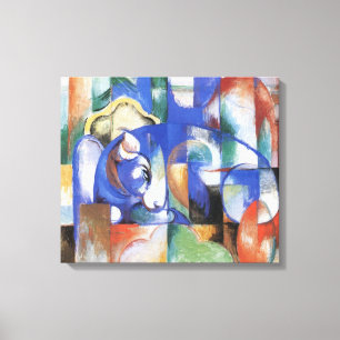 Lying Bull by Franz Marc, Vintage Cubism Art Canvas Print