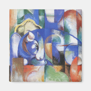 Lying Bull by Franz Marc, Vintage Cubism Art Magnet