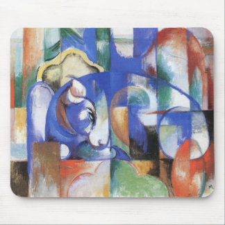 Lying Bull by Franz Marc, Vintage Cubism Art Mouse Pad