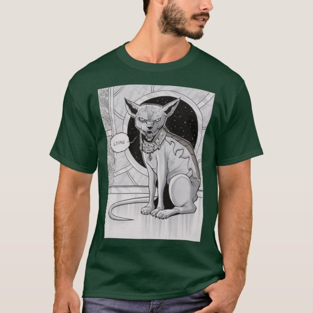 lying cat saga monster boy funny T-Shirt (Front)